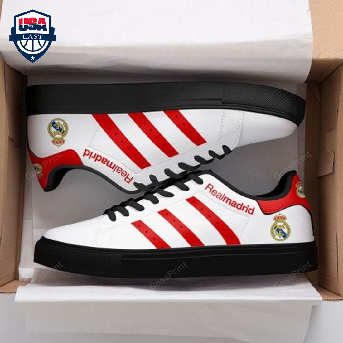 Real Madrid Red Stripes Stan Smith Low Top Shoes