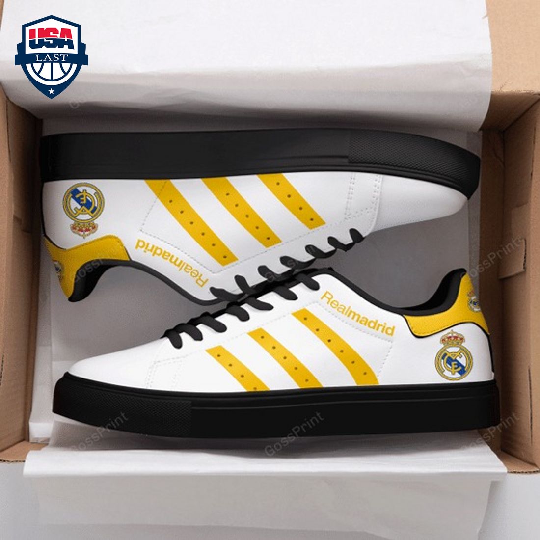 Real Madrid Yellow Stripes Style 2 Stan Smith Low Top Shoes