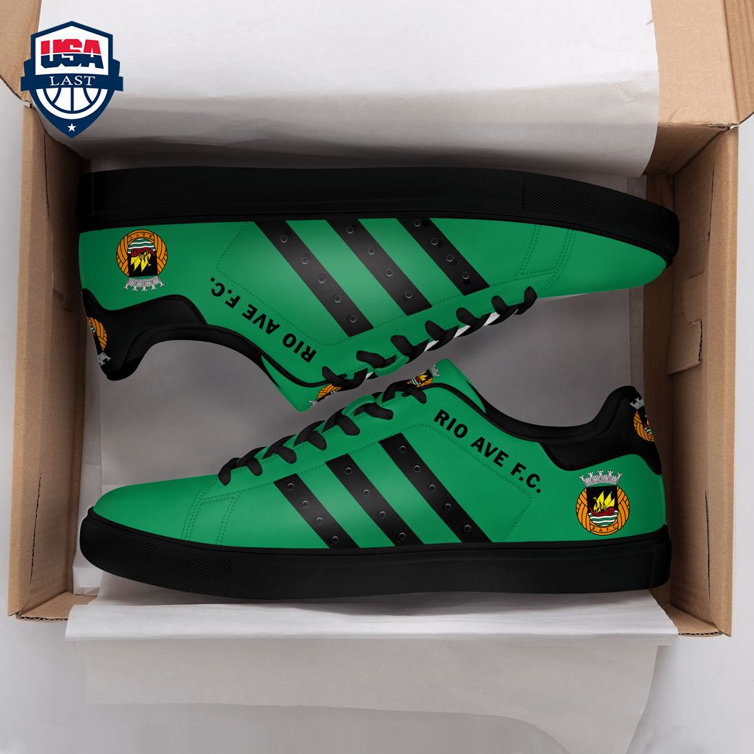 Rio Ave FC Black Stripes Style 1 Stan Smith Low Top Shoes - Elegant picture.