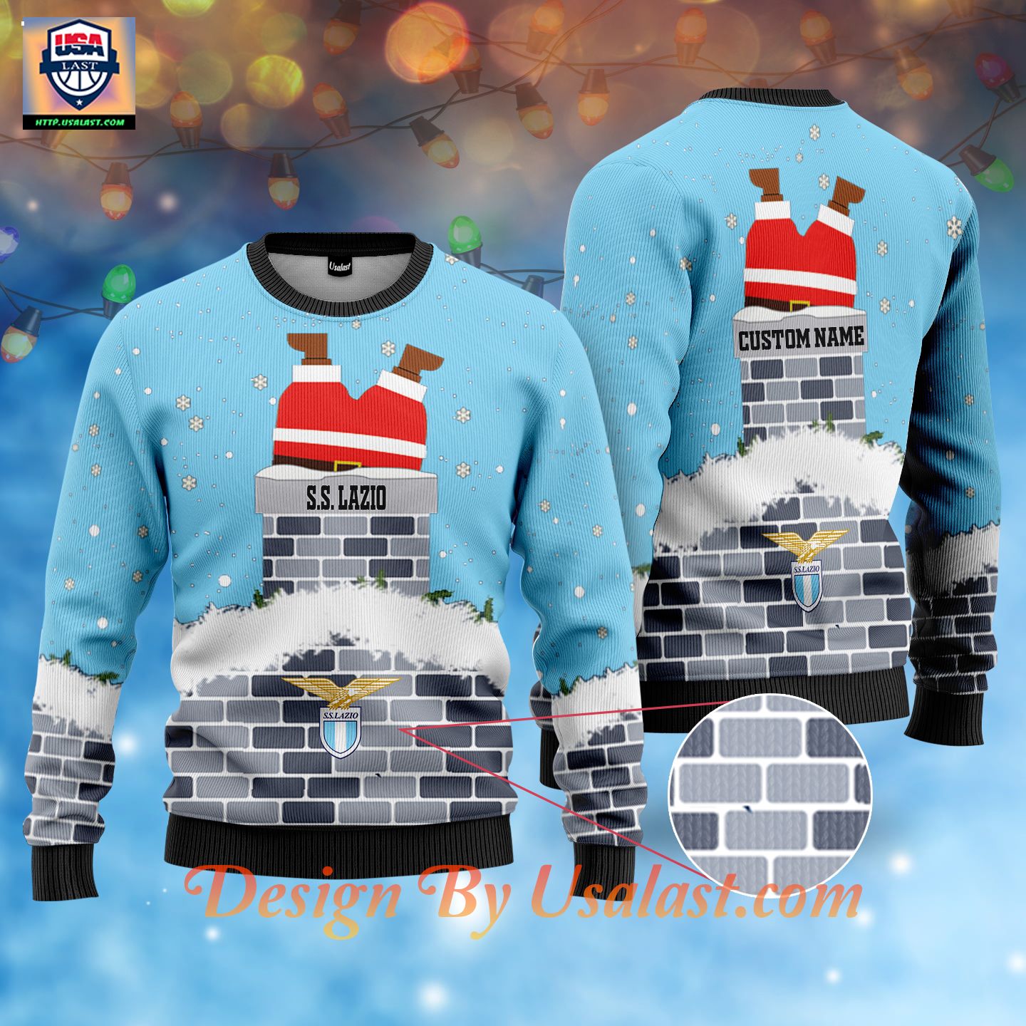 Best Gift S.S Lazio Santa Claus Custom Name Ugly Christmas Sweater