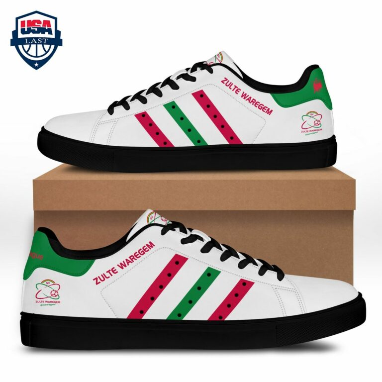S.V. Zulte Waregem Pink Green Stripes Stan Smith Low Top Shoes - Amazing Pic