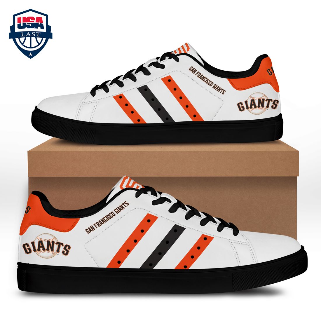San Francisco Giants Orange Navy Stripes Stan Smith Low Top Shoes