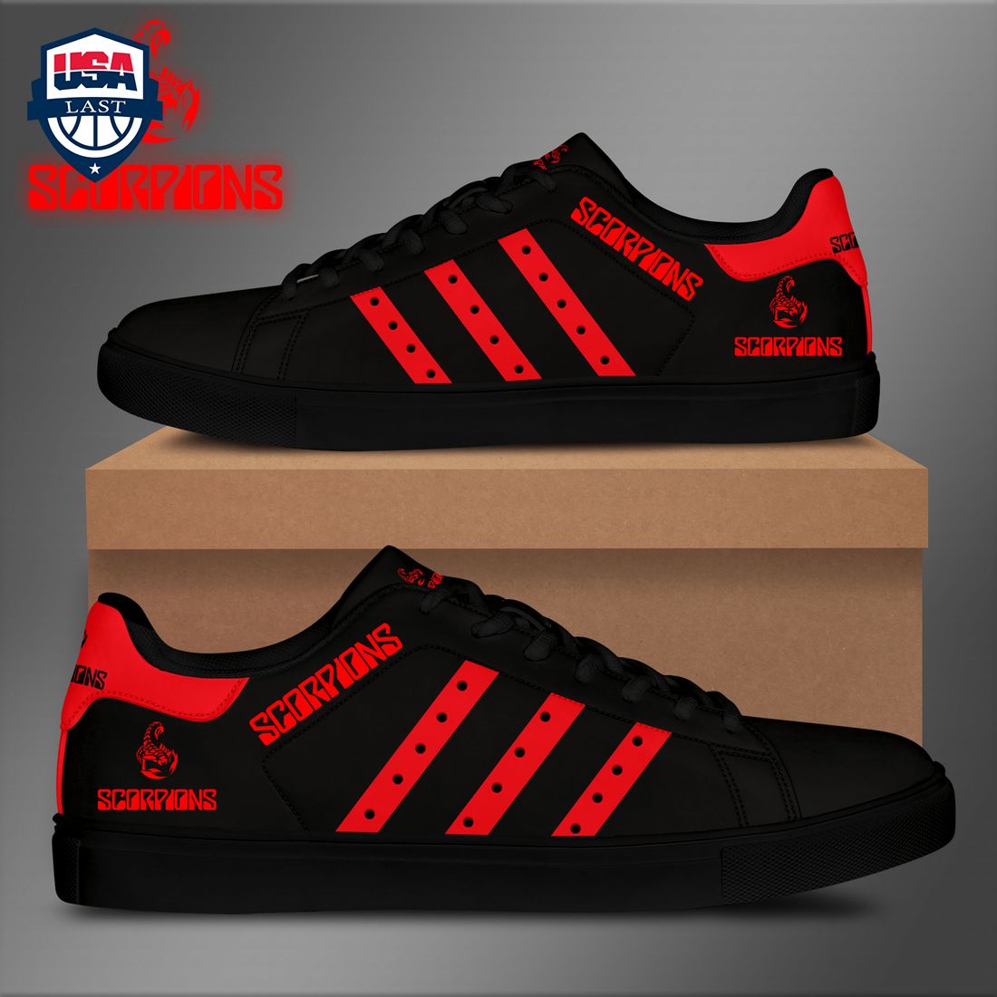 Scorpions Red Stripes Style 4 Stan Smith Low Top Shoes - She has grown up know