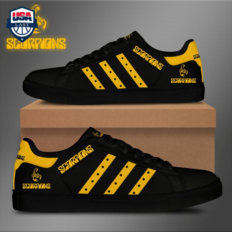 Scorpions Yellow Stripes Style 1 Stan Smith Low Top Shoes - Natural and awesome