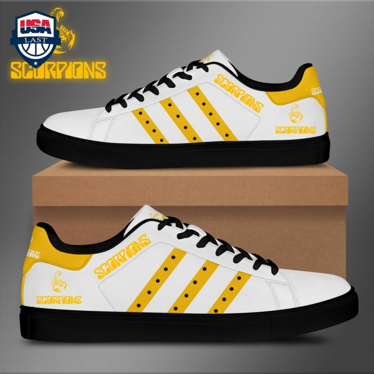 Scorpions Yellow Stripes Style 2 Stan Smith Low Top Shoes - Super sober