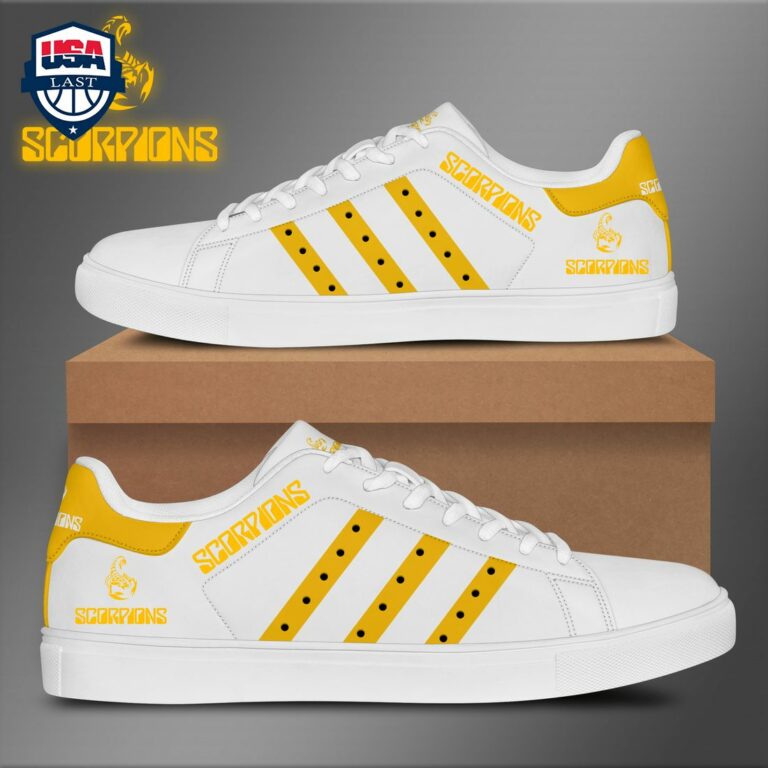 Scorpions Yellow Stripes Style 2 Stan Smith Low Top Shoes - Rocking picture