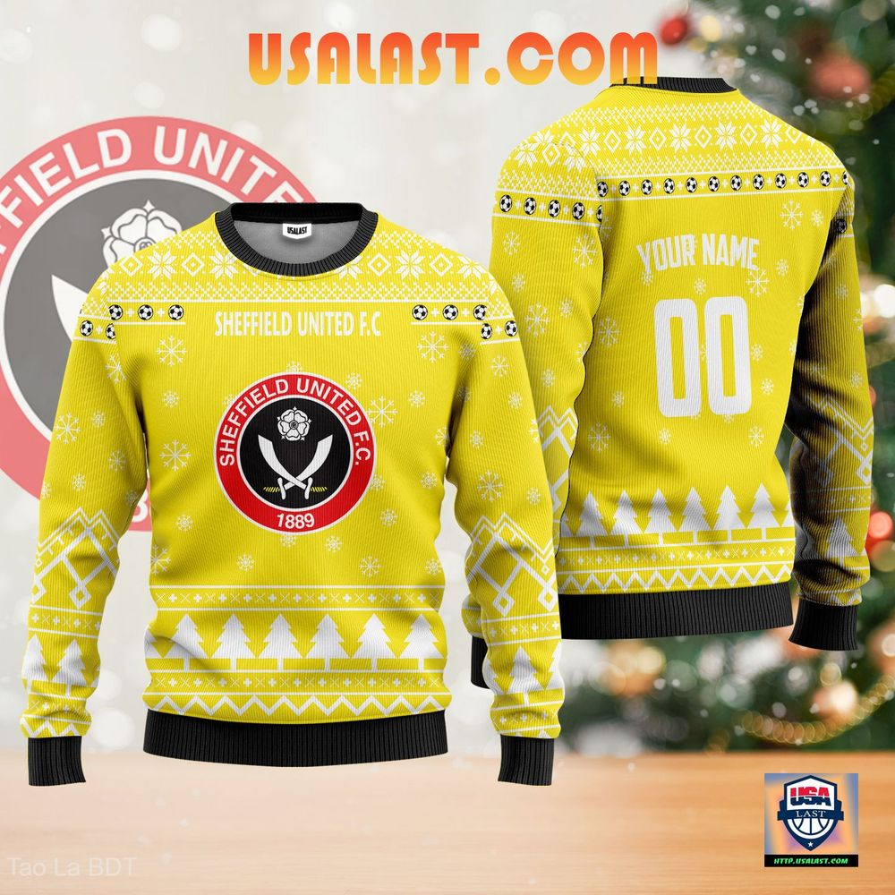 Cheap Sheffield United F.C Personalized Ugly Sweater Yellow Version