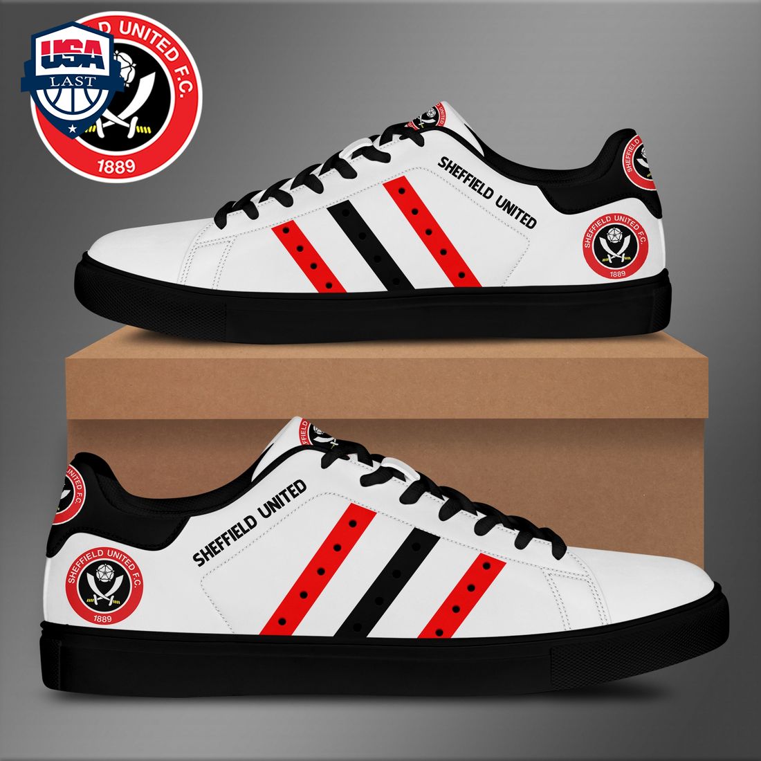 Sheffield United FC Red Black Stripes Stan Smith Low Top Shoes