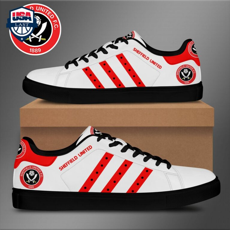 Sheffield United FC Red Stripes Style 1 Stan Smith Low Top Shoes - Amazing Pic