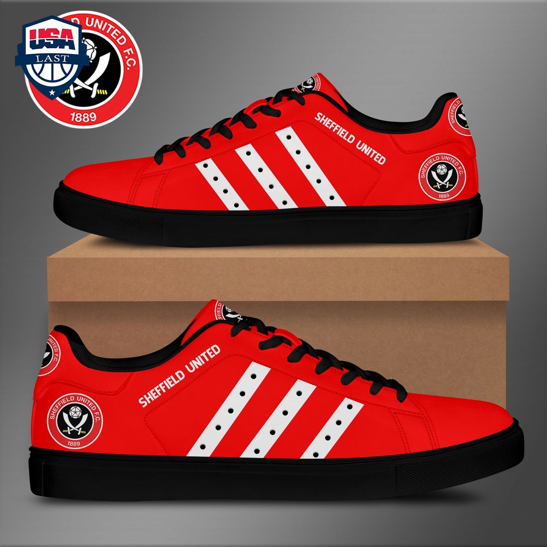 Sheffield United FC White Stripes Stan Smith Low Top Shoes