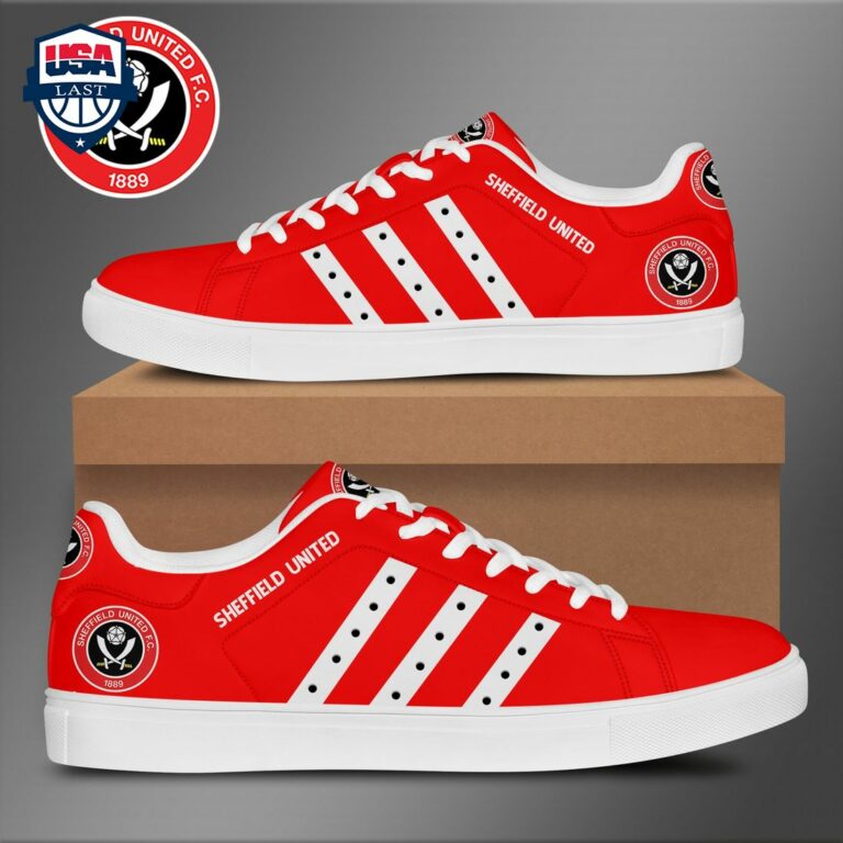 Sheffield United FC White Stripes Stan Smith Low Top Shoes - Rocking picture