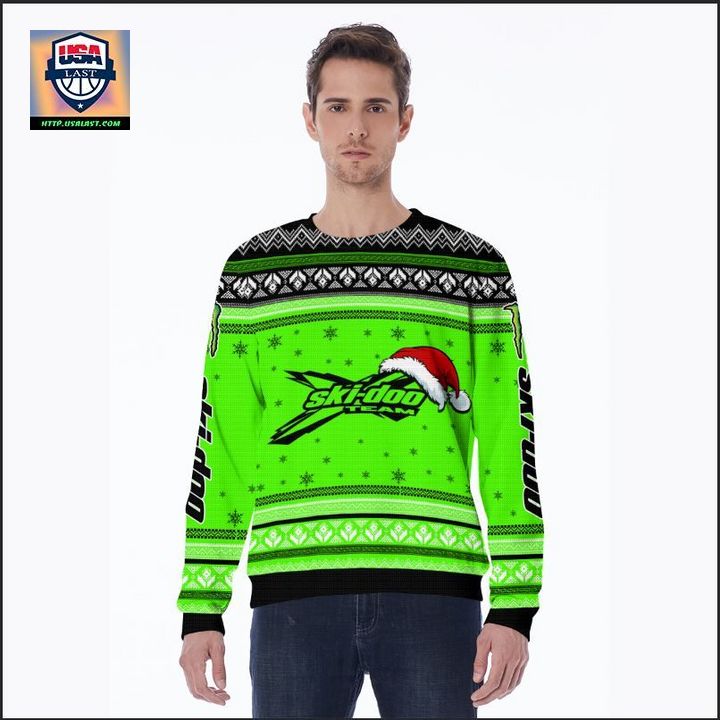 Top Alibaba Ski-doo Team Green 3D Ugly Christmas Sweater