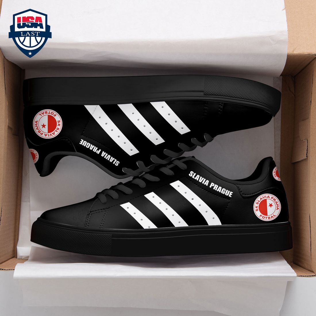Slavia Prague White Stripes Style 3 Stan Smith Low Top Shoes