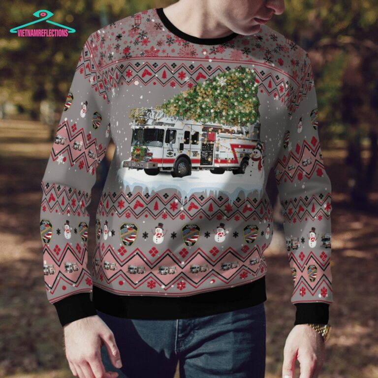 South Carolina Lugoff Fire Department 3D Christmas Sweater - Rocking picture