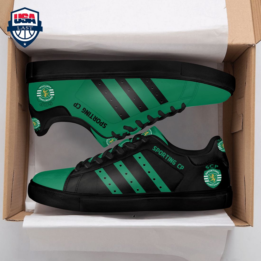 Sporting CP Black Green Stripes Stan Smith Low Top Shoes - Looking so nice