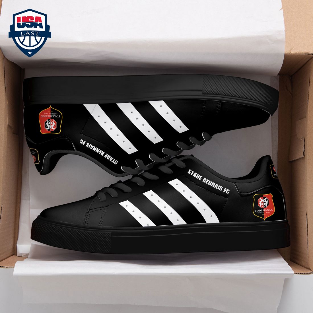 Stade Rennais FC White Stripes Style 1 Stan Smith Low Top Shoes