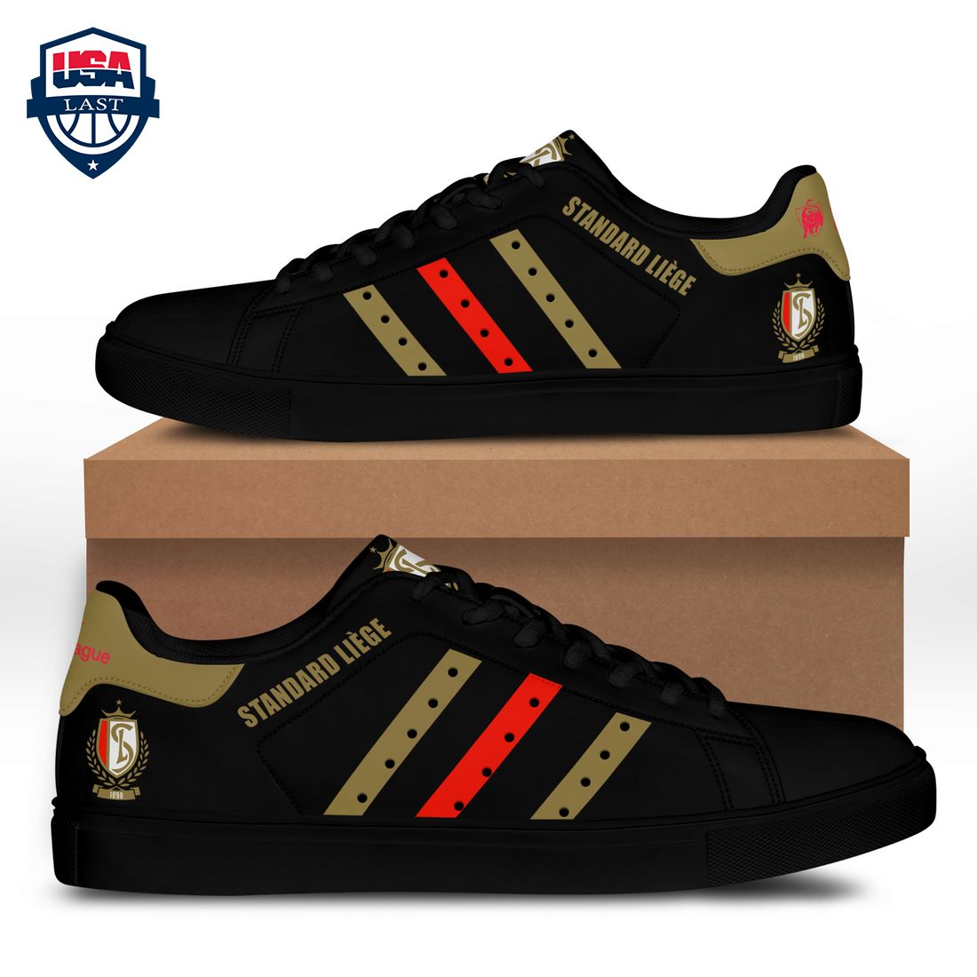 Standard Liege Brown Red Stripes Stan Smith Low Top Shoes