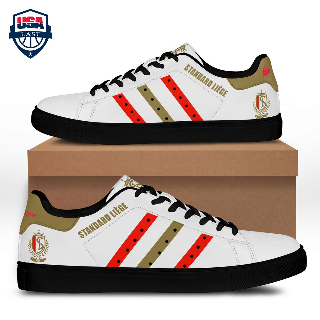 Standard Liege Red Brown Stripes Style 1 Stan Smith Low Top Shoes