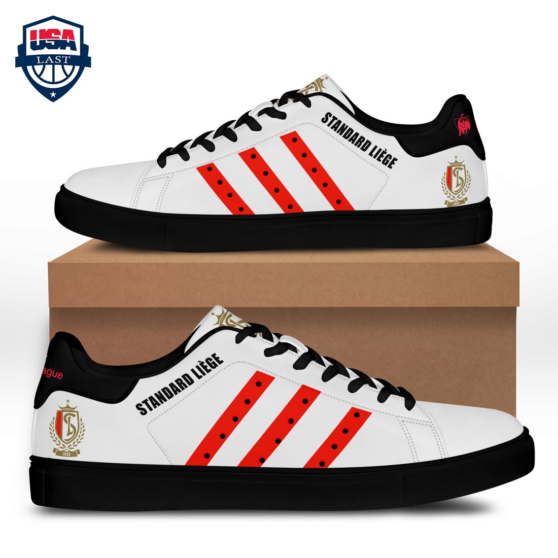 Standard Liege Red Stripes Style 1 Stan Smith Low Top Shoes