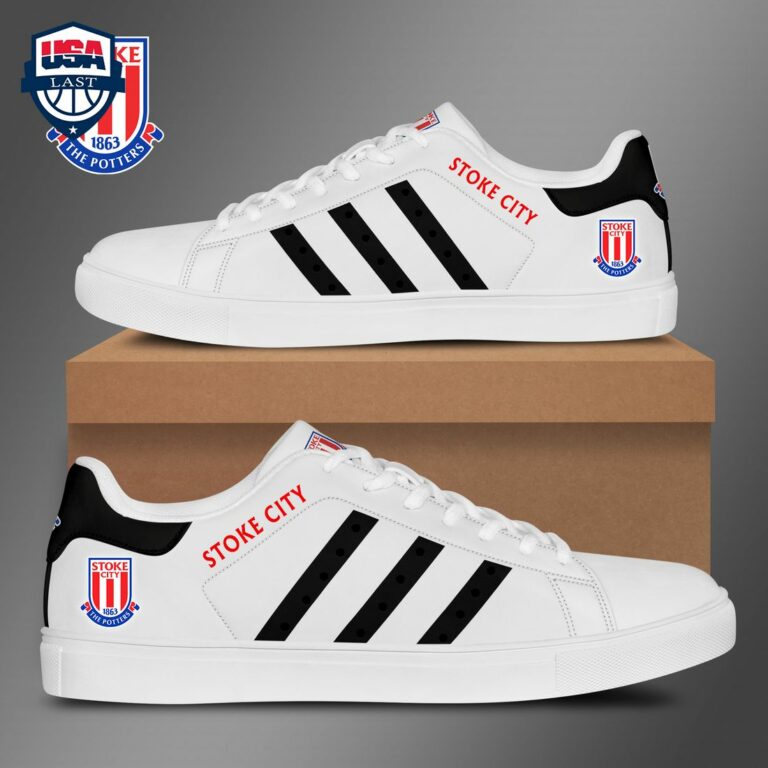 Stoke City FC Black Stripes Style 2 Stan Smith Low Top Shoes - Good click