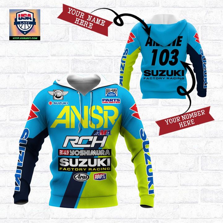 Wholesale Suzuki Motocross Personalized Blue Yellow 3D All Over Print Shirt