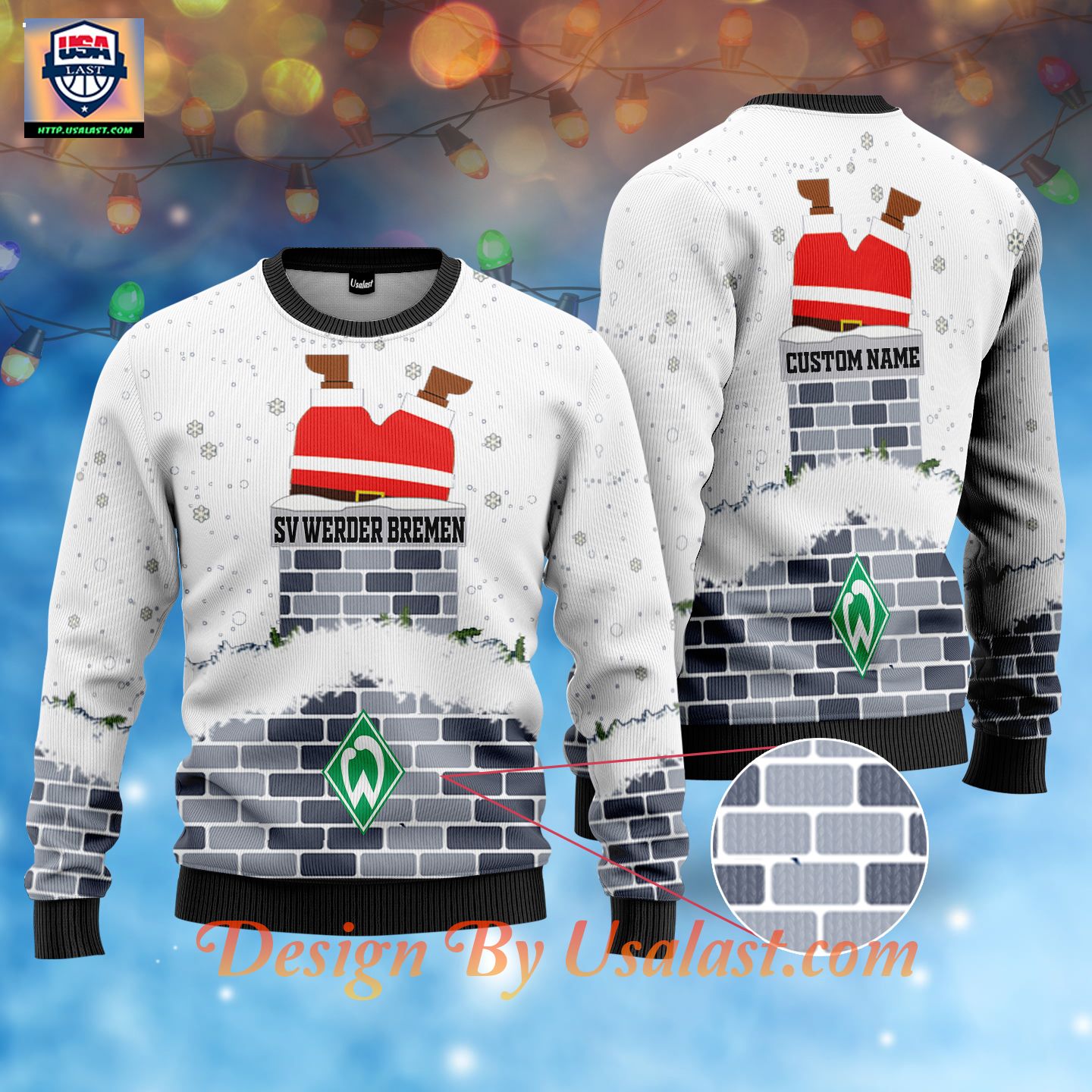 Traditional SV Werder Bremen Custom Name Ugly Christmas Sweater – White Version