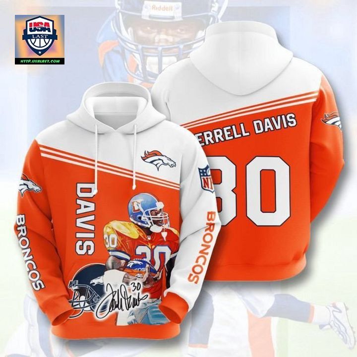 Terrell Davis Denver Broncos 3D Hoodie - Radiant and glowing Pic dear