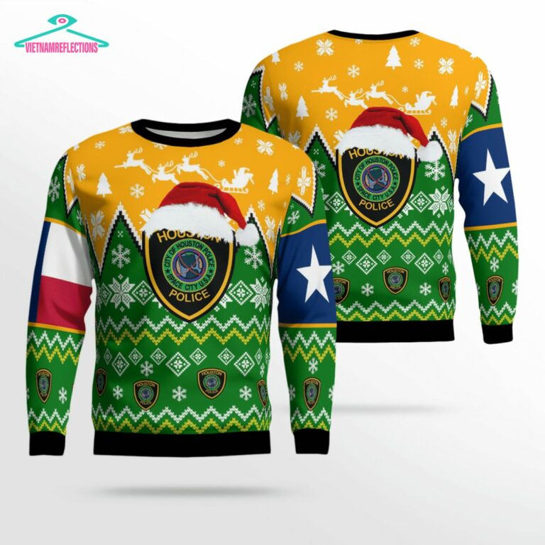 Texas Houston Police Department 3D Christmas Sweater - Studious look