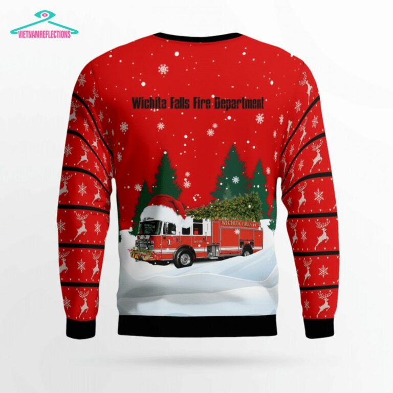 Texas Wichita Falls Fire Department 3D Christmas Sweater - Natural and awesome