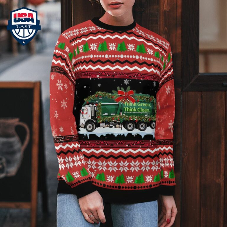 Think Green Think Clean Waste Management 3D Christmas Sweater - Studious look