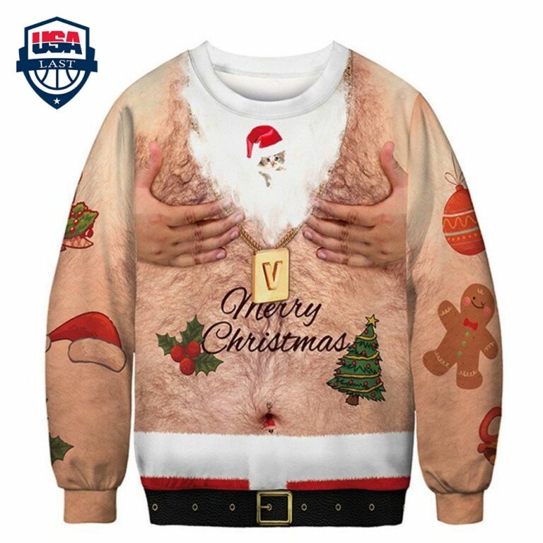 Topless Big Belly Ugly Christmas Sweater - Hey! You look amazing dear