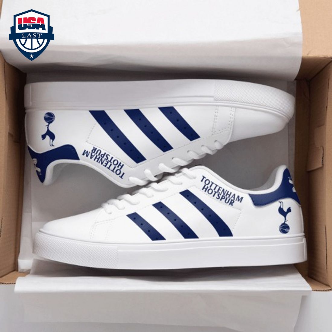 Tottenham Hotspur FC Navy Stripes Stan Smith Low Top Shoes - Amazing Pic