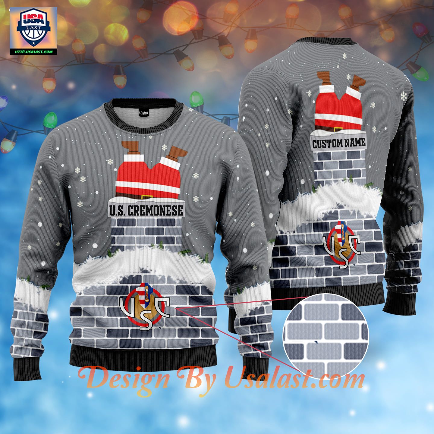 Best Selling U.S Cremonese Santa Claus Custom Name Ugly Christmas Sweater