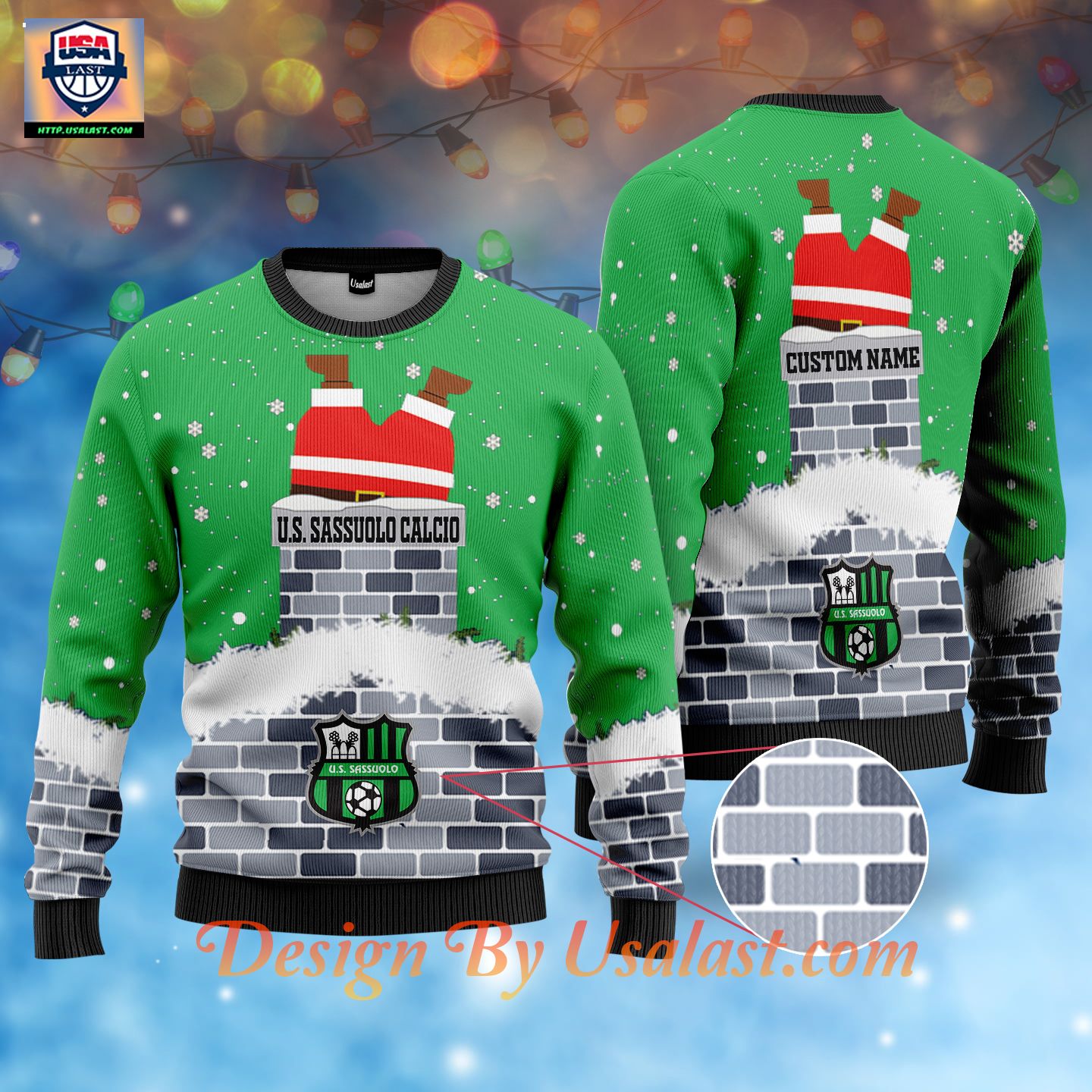 Big Sale U.S Sassuolo Calcio Santa Claus Custom Name Ugly Christmas Sweater