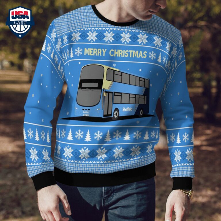 UK Double Decker Bus Sheffield 3D Christmas Sweater - This place looks exotic.