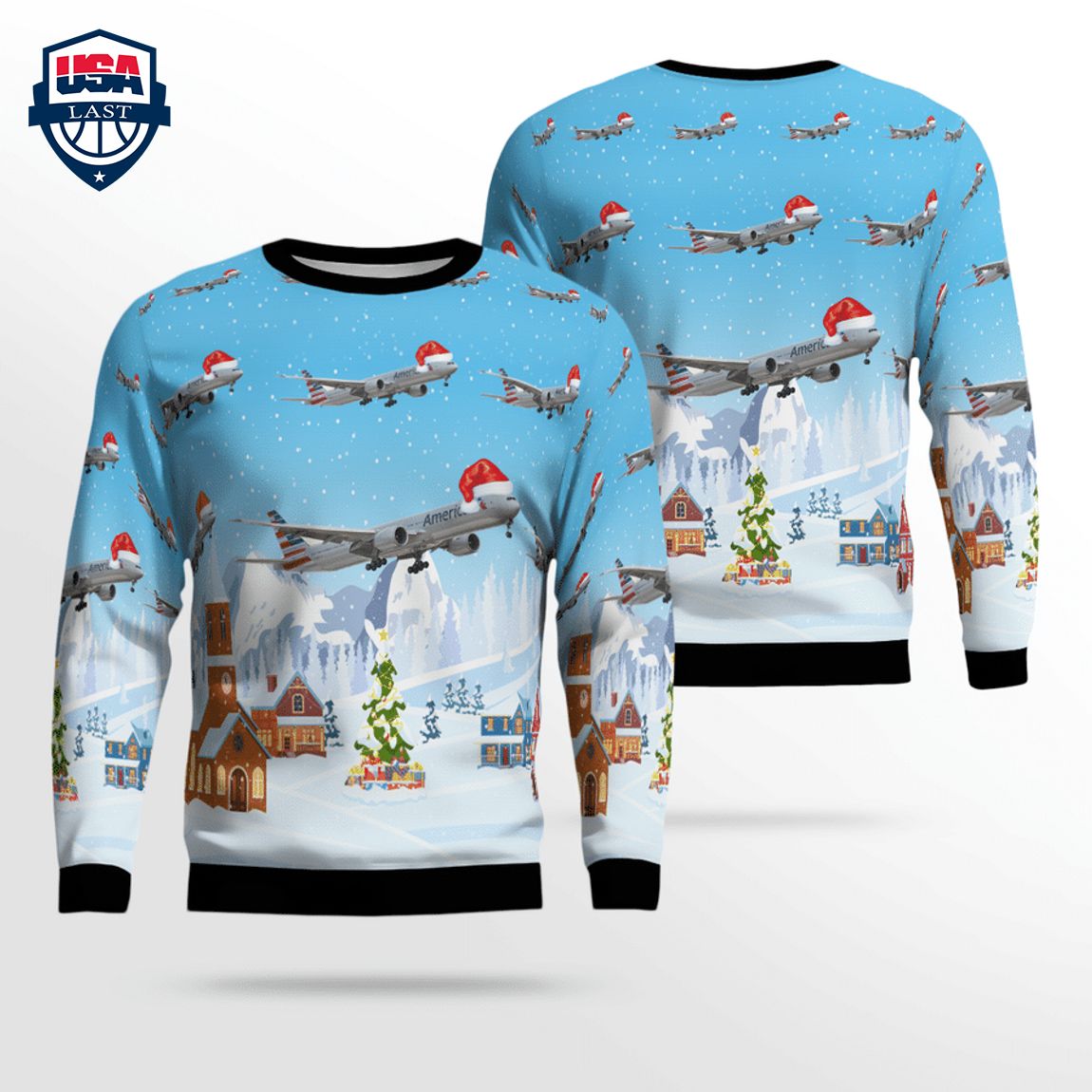 United Airlines Boeing 777-300ER 3D Christmas Sweater