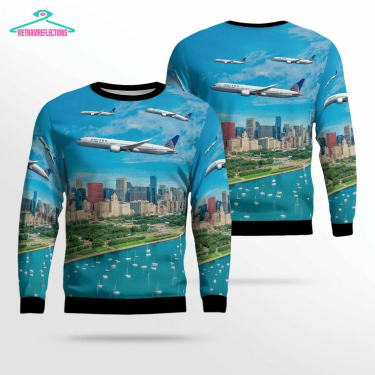 United Airlines Boeing 787-9 Dreamliner Ver 5 3D Christmas Sweater - Sizzling