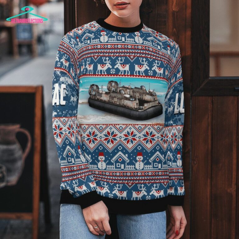 US Navy Landing Craft Air Cushion 3D Christmas Sweater - Natural and awesome