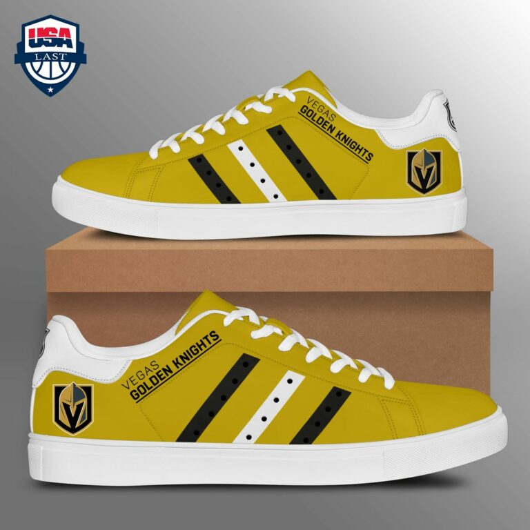 Vegas Golden Knights Black White Stripes Stan Smith Low Top Shoes - Coolosm