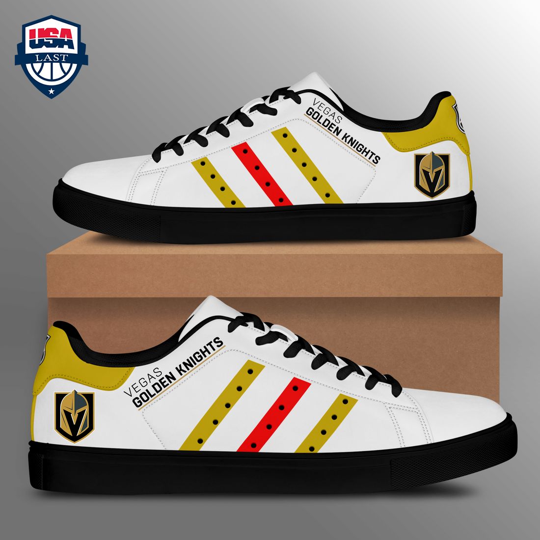 Vegas Golden Knights Yellow Red Stripes Stan Smith Low Top Shoes