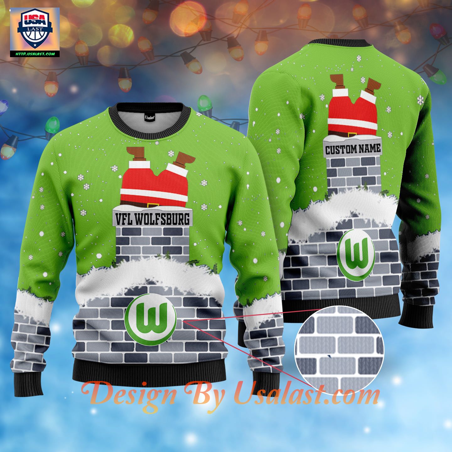 Wholesale VfL Wolfsburg Custom Name Ugly Christmas Sweater Jumper