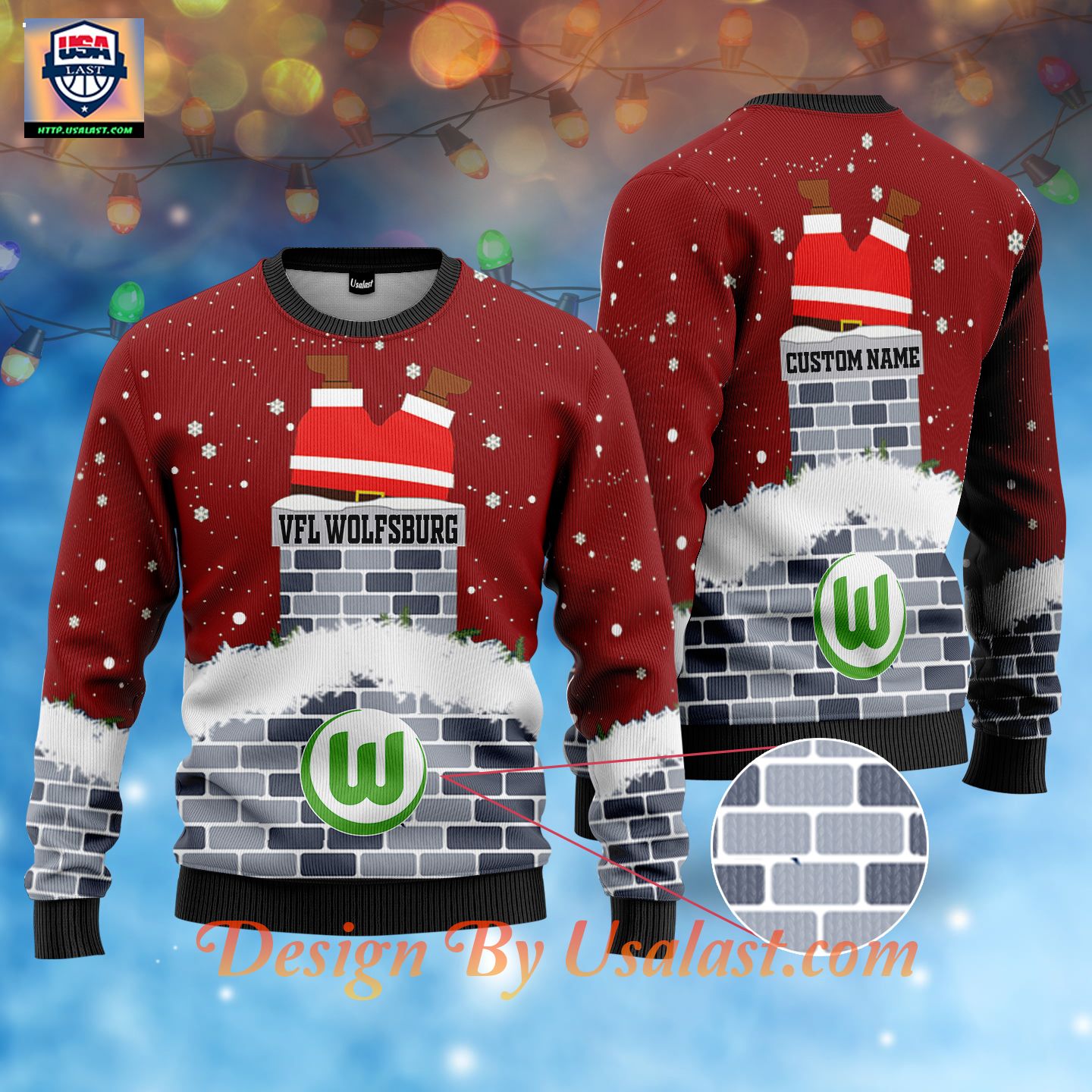 Where To Buy VfL Wolfsburg Custom Name Ugly Christmas Sweater – Red Version