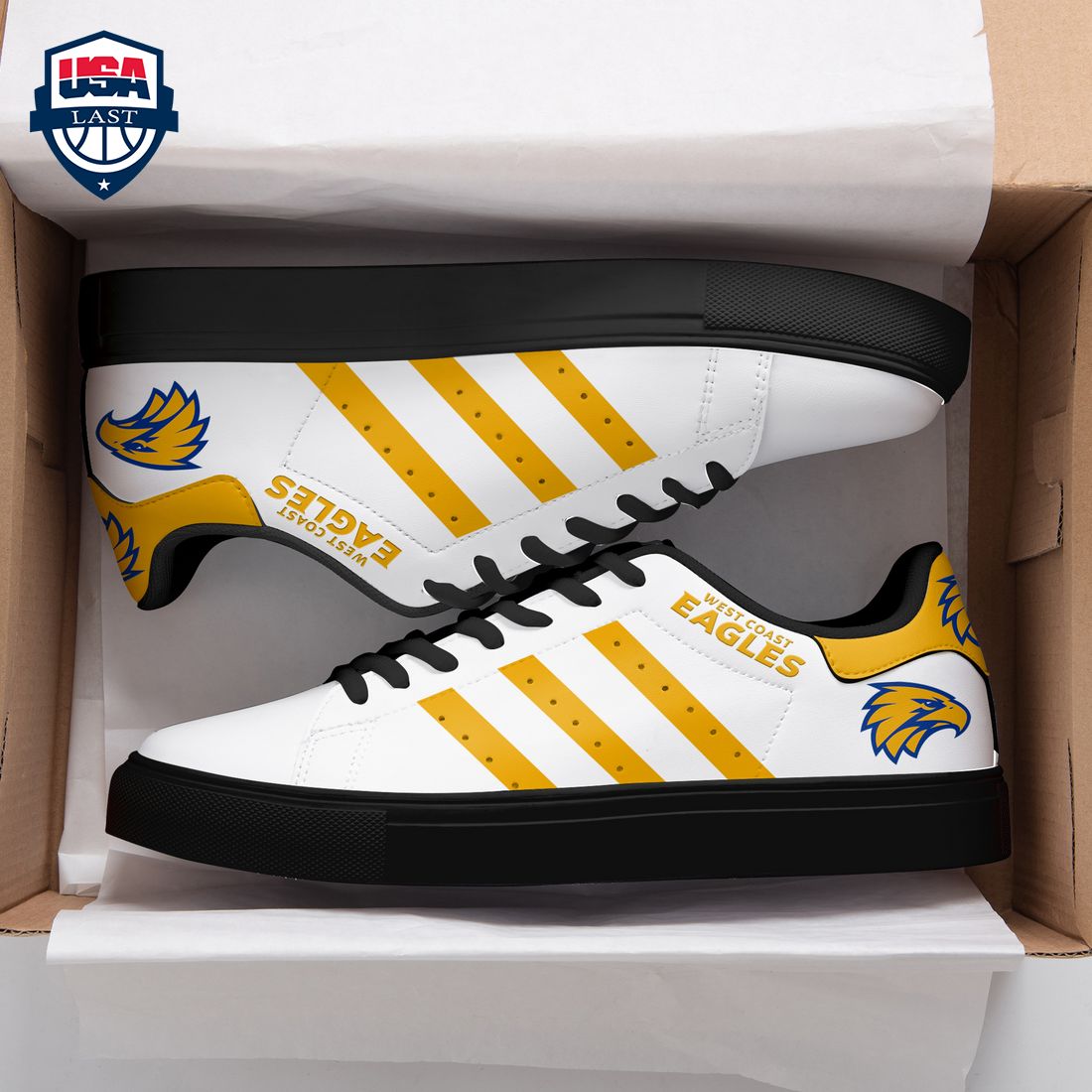 West Coast Eagles Yellow Stripes Stan Smith Low Top Shoes