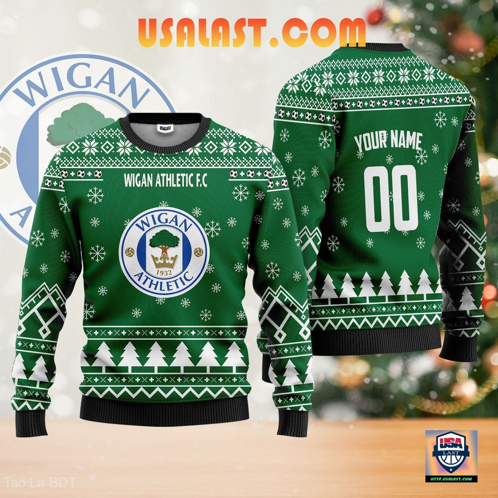 Luxury Wigan Athletic F.C Personalized Ugly Sweater Green Version