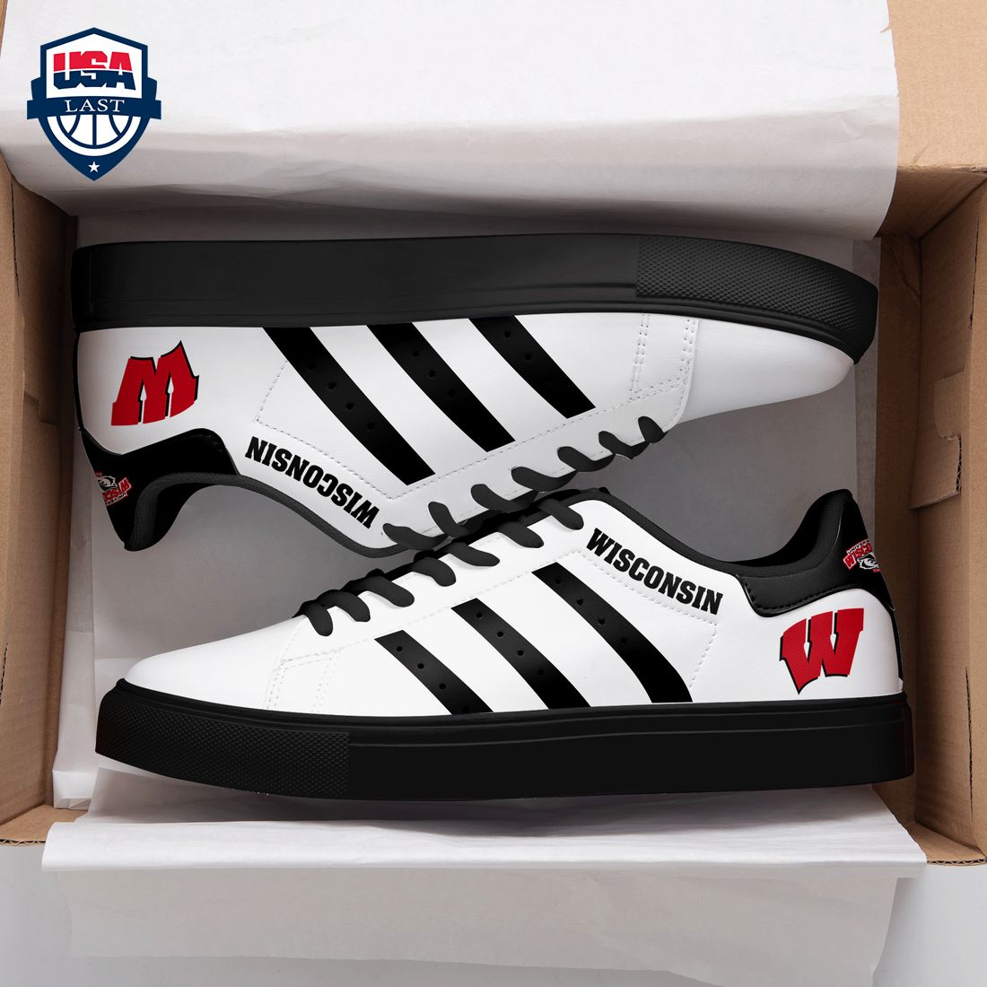 Wisconsin Badgers Black Stripes Stan Smith Low Top Shoes