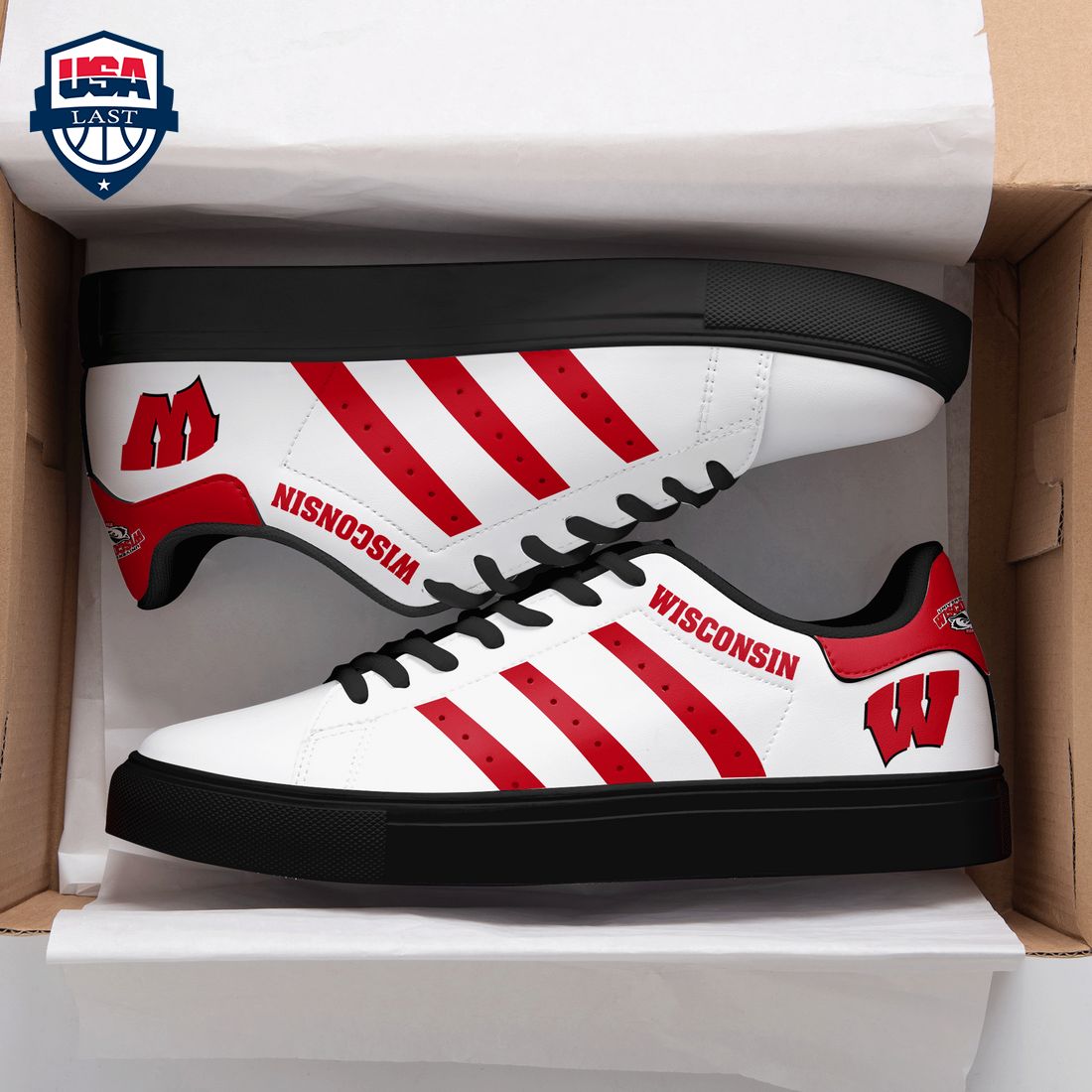 Wisconsin Badgers Red Stripes Stan Smith Low Top Shoes