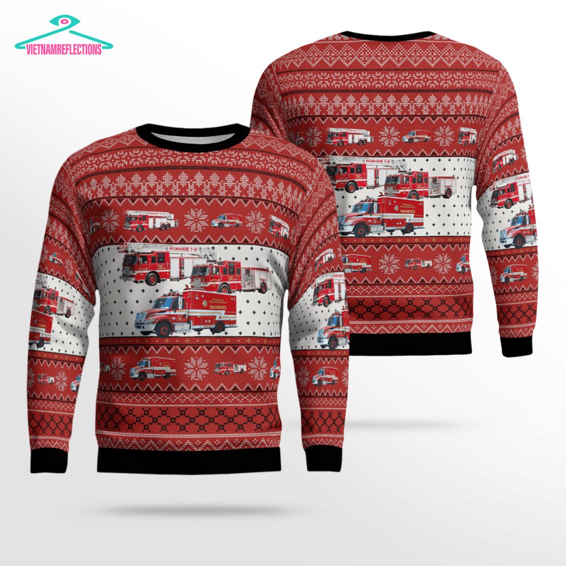 Wisconsin Milwaukee Fire Department 3D Christmas Sweater