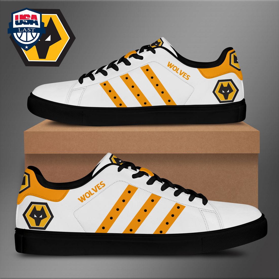 Wolvehampton Wanderers FC Orange Stripes Style 5 Stan Smith Low Top Shoes – Saleoff