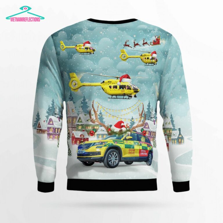Yorkshire Air Ambulance Car And EC145 T2 3D Christmas Sweater - Super sober