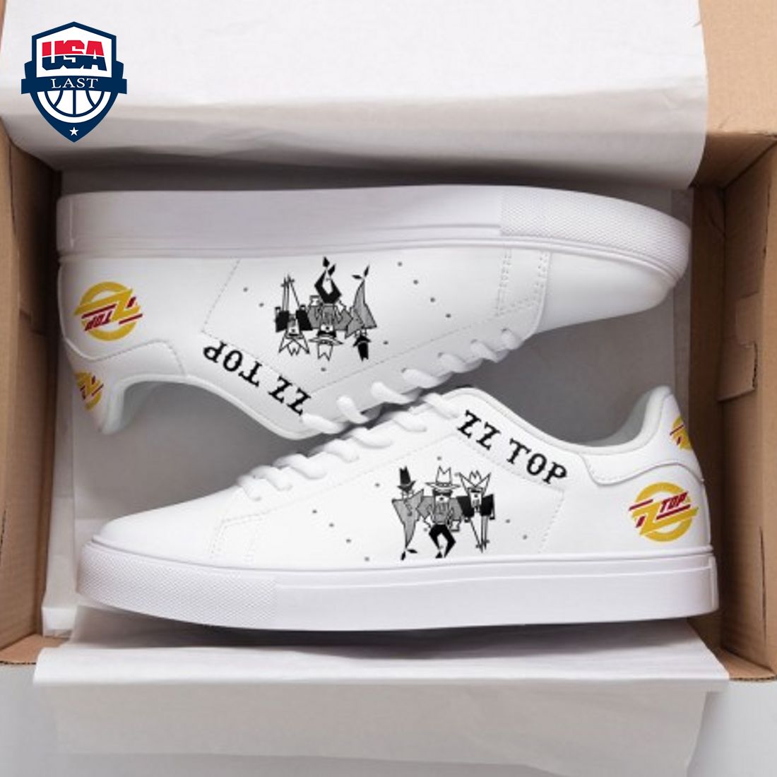 ZZ Top White Style 1 Stan Smith Low Top Shoes - Gang of rockstars